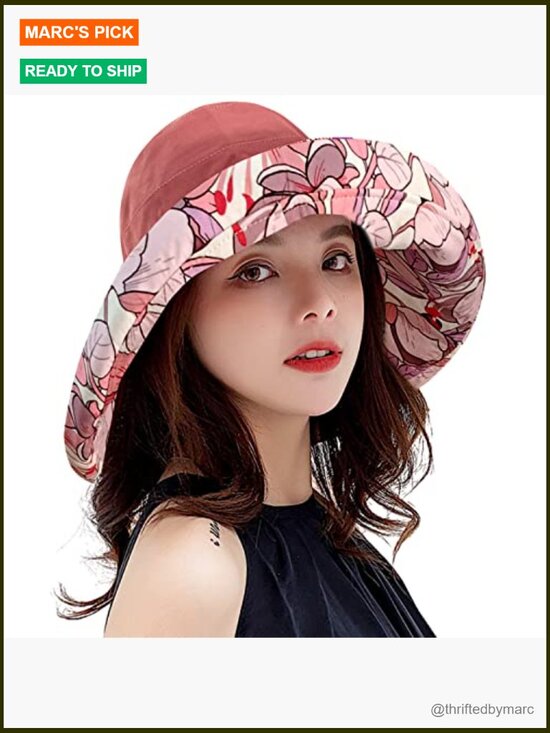 Wide Brim Sun Hat Wired Edge Reversible Foldable UV Protection Bucket Hat
